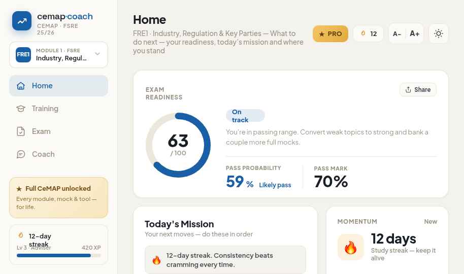 cemap·coach home screen